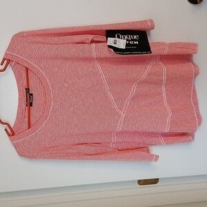 Onque Casual Women's Red Striped Top, Size PL
